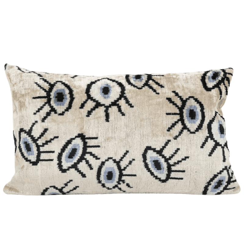 Coussin Ikat oriental Beige Œil Design