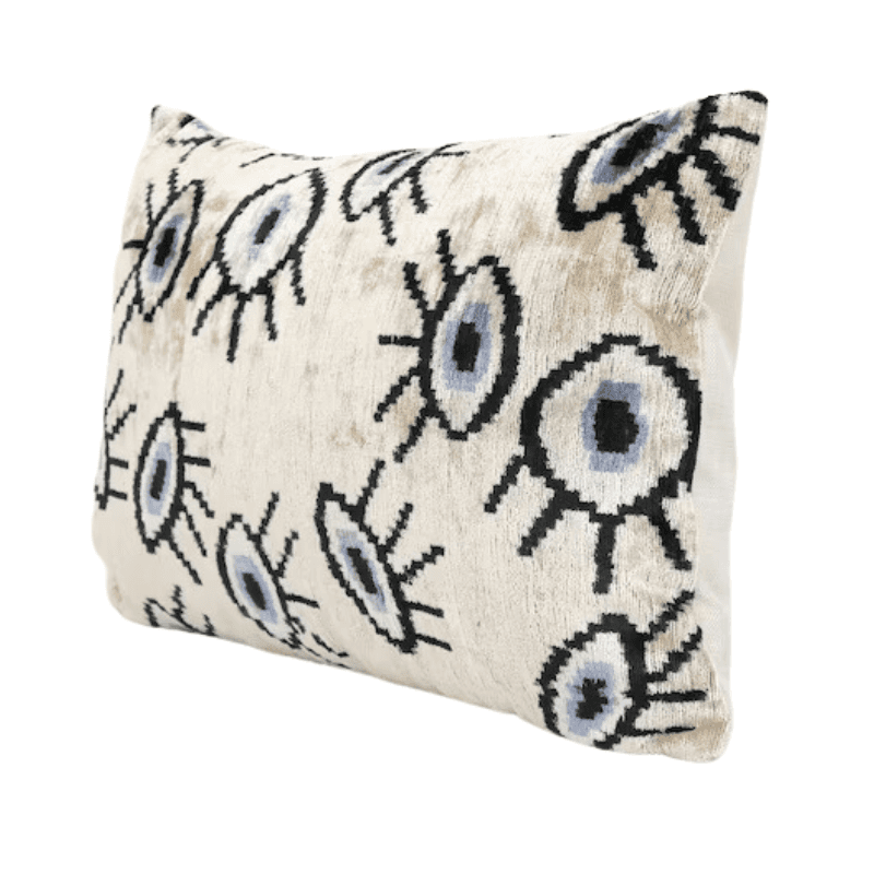 Coussin Ikat Beige Œil Design artisanal