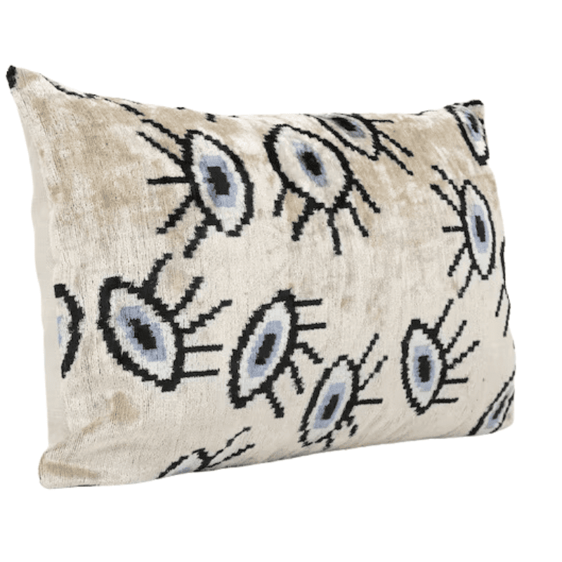 Coussin en velours Ikat Beige Œil Design