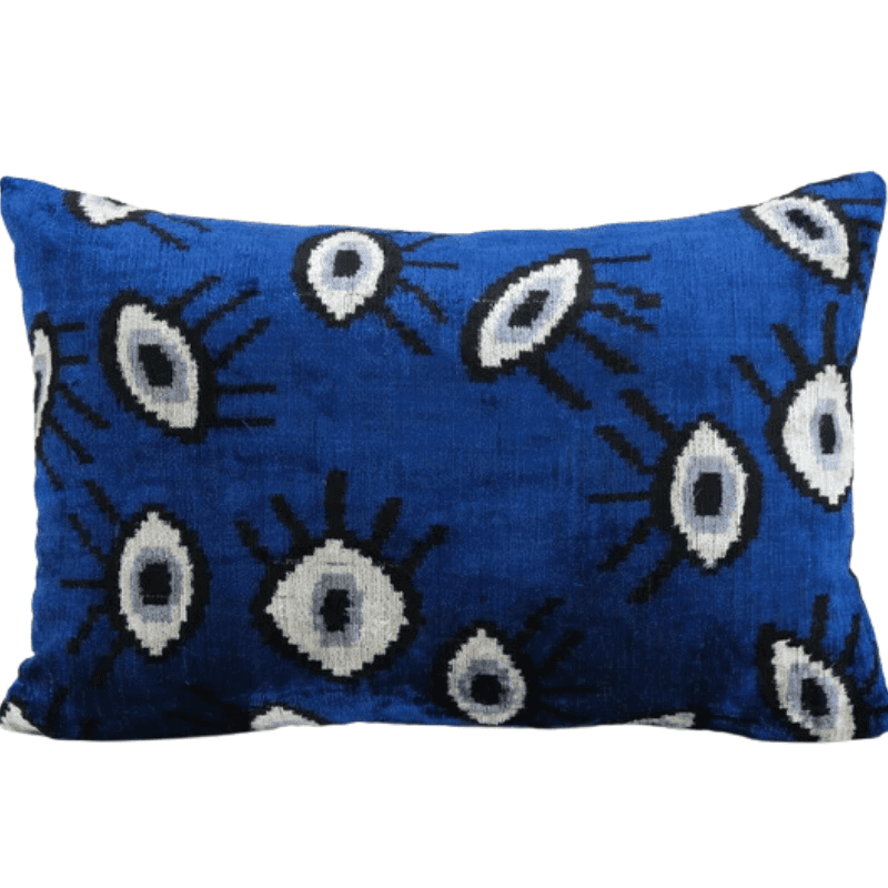 Sublime Coussin Ikat Bleu Œil Design