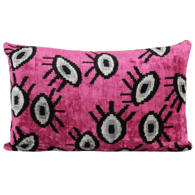 Coussin Ikat rose Œil Design