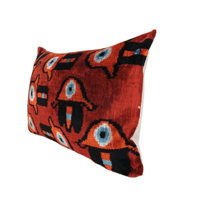 Coussin Ikat Rouge Main Fatma turc