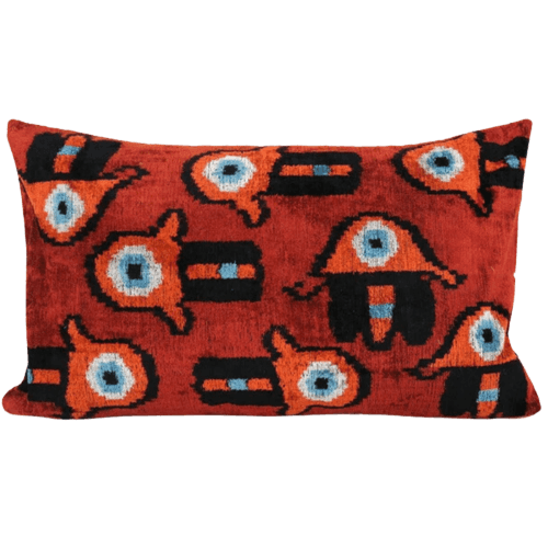 Coussin Ikat Rouge Main Fatma