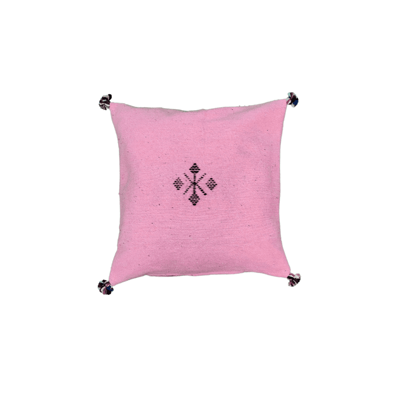 Coussin Rose bonbon en Coton style berbère