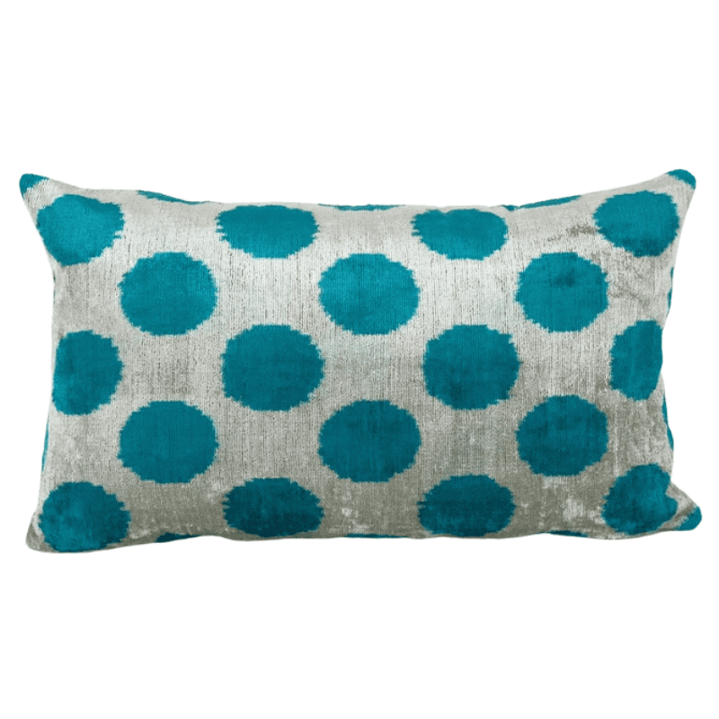 Coussin turc en velours pois turquoises