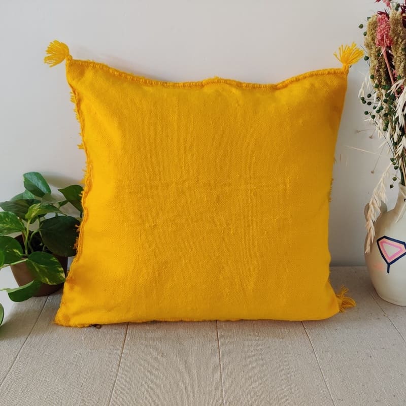 housse de coussin marocain jaune