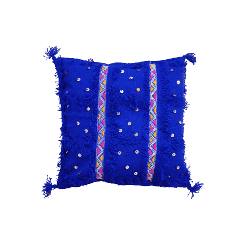 coussin marocain bleu