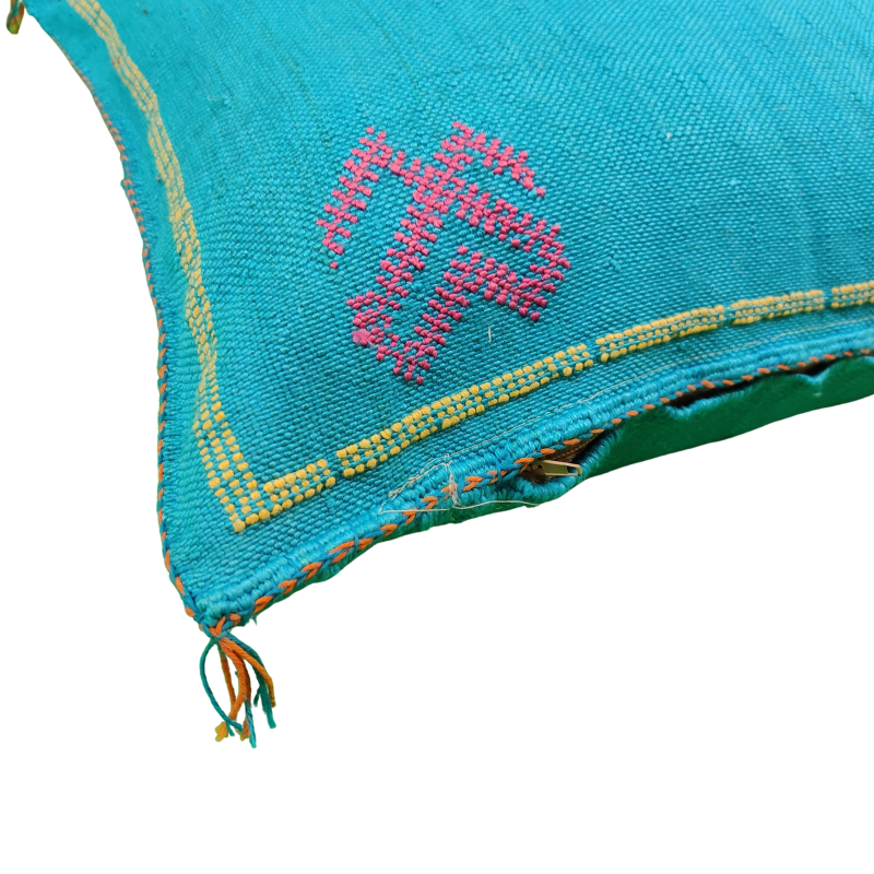 Grand Coussin Sabra Azur artisanal Maroc