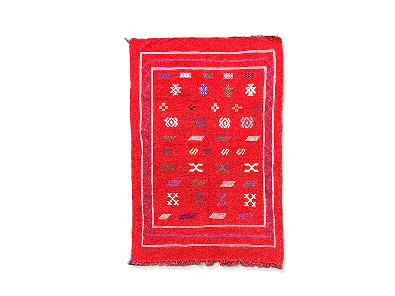 Tapis ethnique rouge bohème