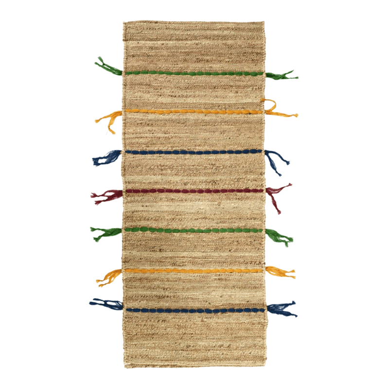 Joli Petit Tapis en jute multicolore