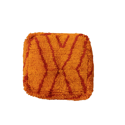 pouf en laine orange
