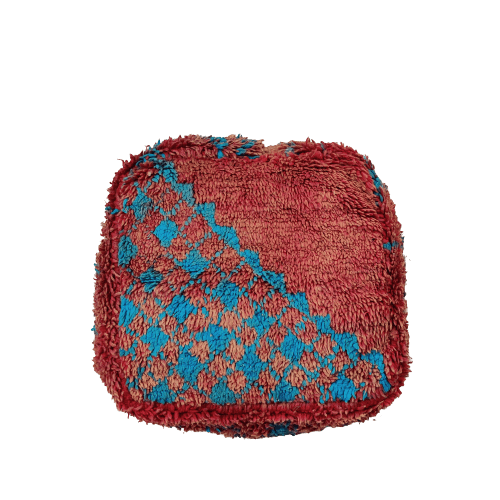 pouf laine rouge