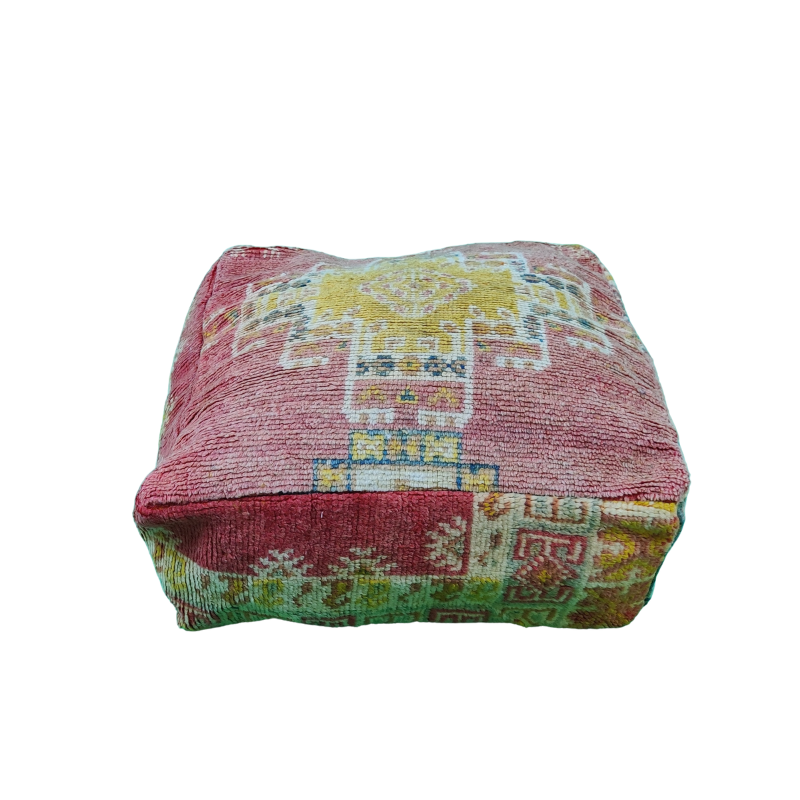 Pouf bohème Saumon et Safran