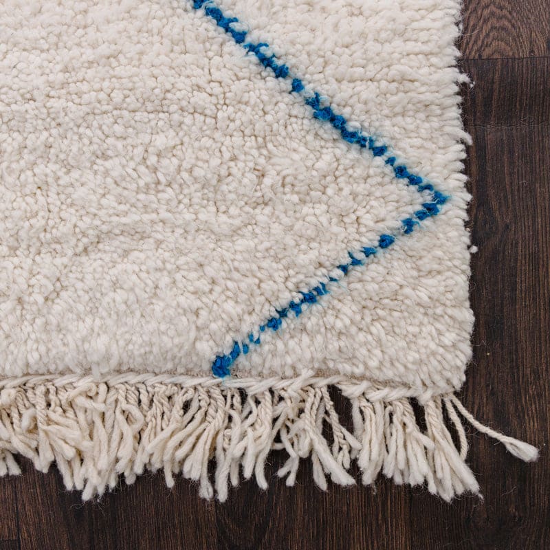 tapis laine blanc bleu