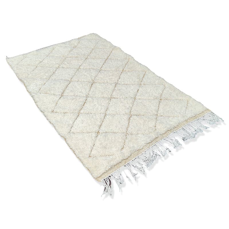 tapis berbère blanc losange motif creux fait main