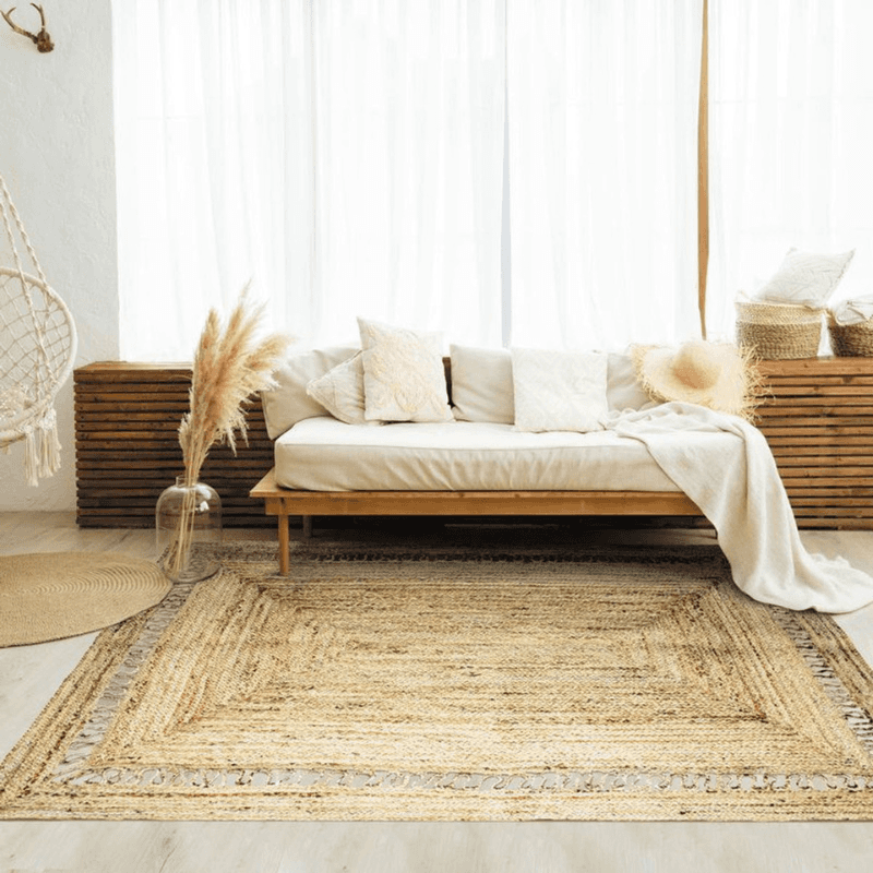 Tapis jute  style vagues naturelles