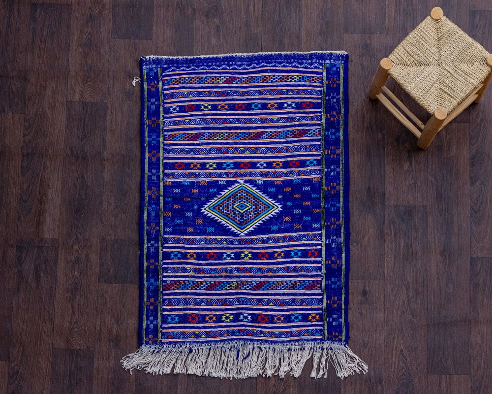 tapis kilim bleu