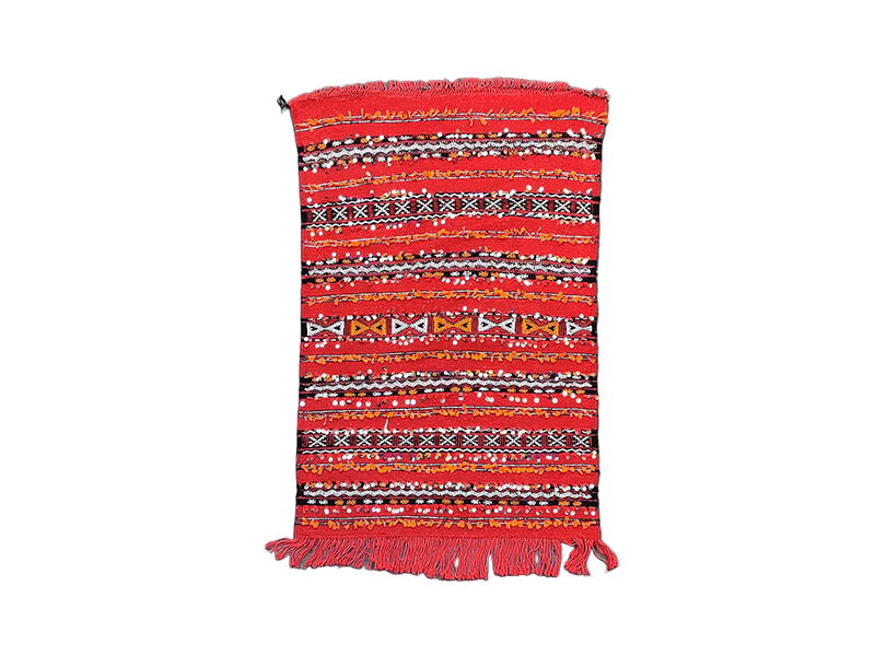 tapis kilim rouge fait main