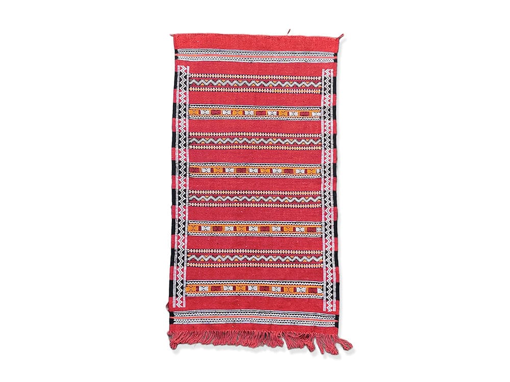 tapis berbere rouge et noir fait main kilim ethnique