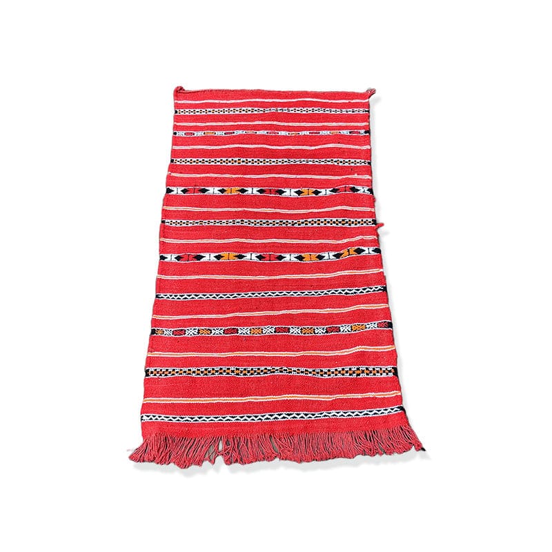 tapis rouge fait main motif kilim